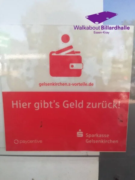 Billardhalle Walkabout in Kray. Hier gibt’s Geld zurück mit der Sparkassen Vorteilswelt.